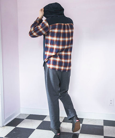 MR.OLIVE/URAKE & OMBRE CHECK / HYBRID HOODY ミスターオリーブ/裏毛&オンブレチェック / ハイブリットフーディー